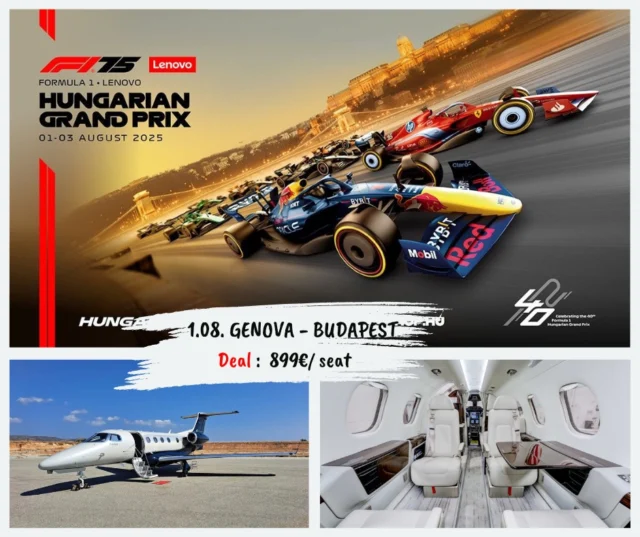 🏁 Ready for an adrenaline-fueled weekend?
Fly in style to the Hungarian Grand Prix 🇭🇺 and experience the roar of Formula 1 like never before!
🛩️ Private Jet Deal
📍 Genova → Budapest
📅 01.08.2025
💺 Just 899€ per seat
✨ Skip the crowds. Land closer. Arrive faster.
🍾 Luxury comfort, no security lines, and VIP vibes all the way to the race.
⚠️ Limited seats – DM now to secure yours before they’re gone!
#F1Hungary #BudapestGrandPrix #PrivateJetDeal #Formula1 #LuxuryTravel #CallAJet #HungarianGP #JetSetGo #flyabove